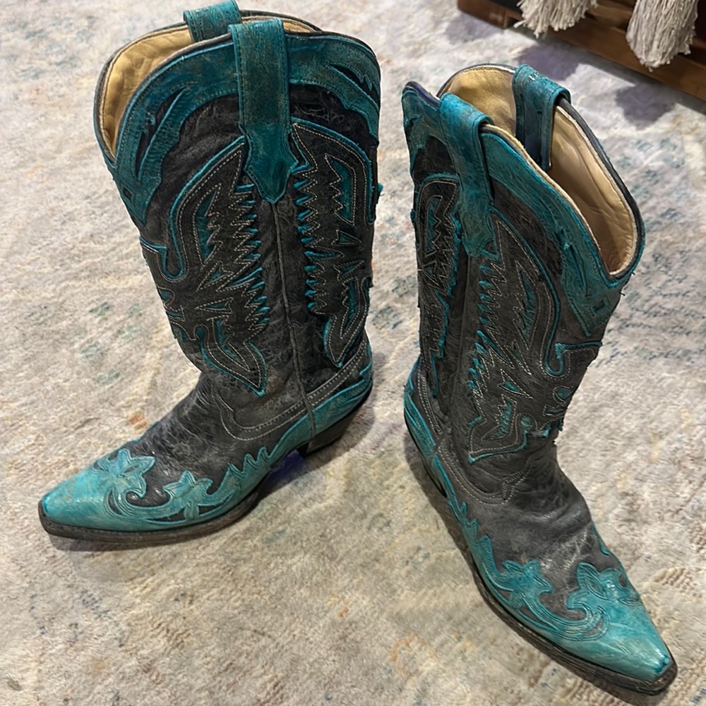 Corral Grey & Turquoise Western Boots